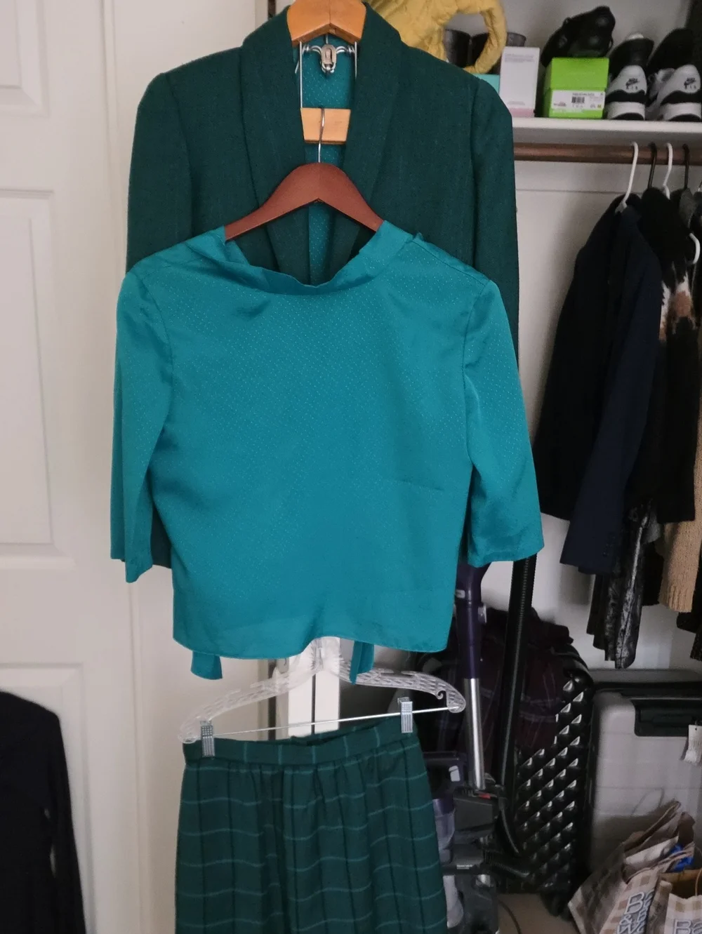 Women's Teal Blazer and Top Set - Elegant Teal Suit Jacket